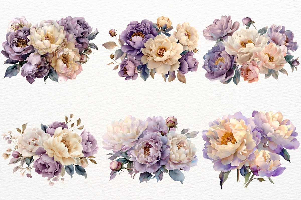 Peony Bouquet Floral Arrangement PNG, a Decorative Illustration by SugarCloudStudioArt (Photo 5 of 8)