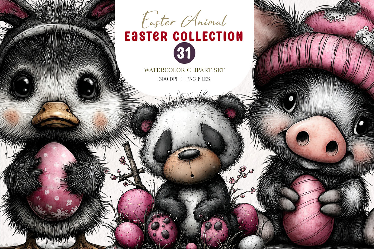 Whimsical Easter Animal Clipart, an Illustration by CreationArt (Photo 1 of 5)