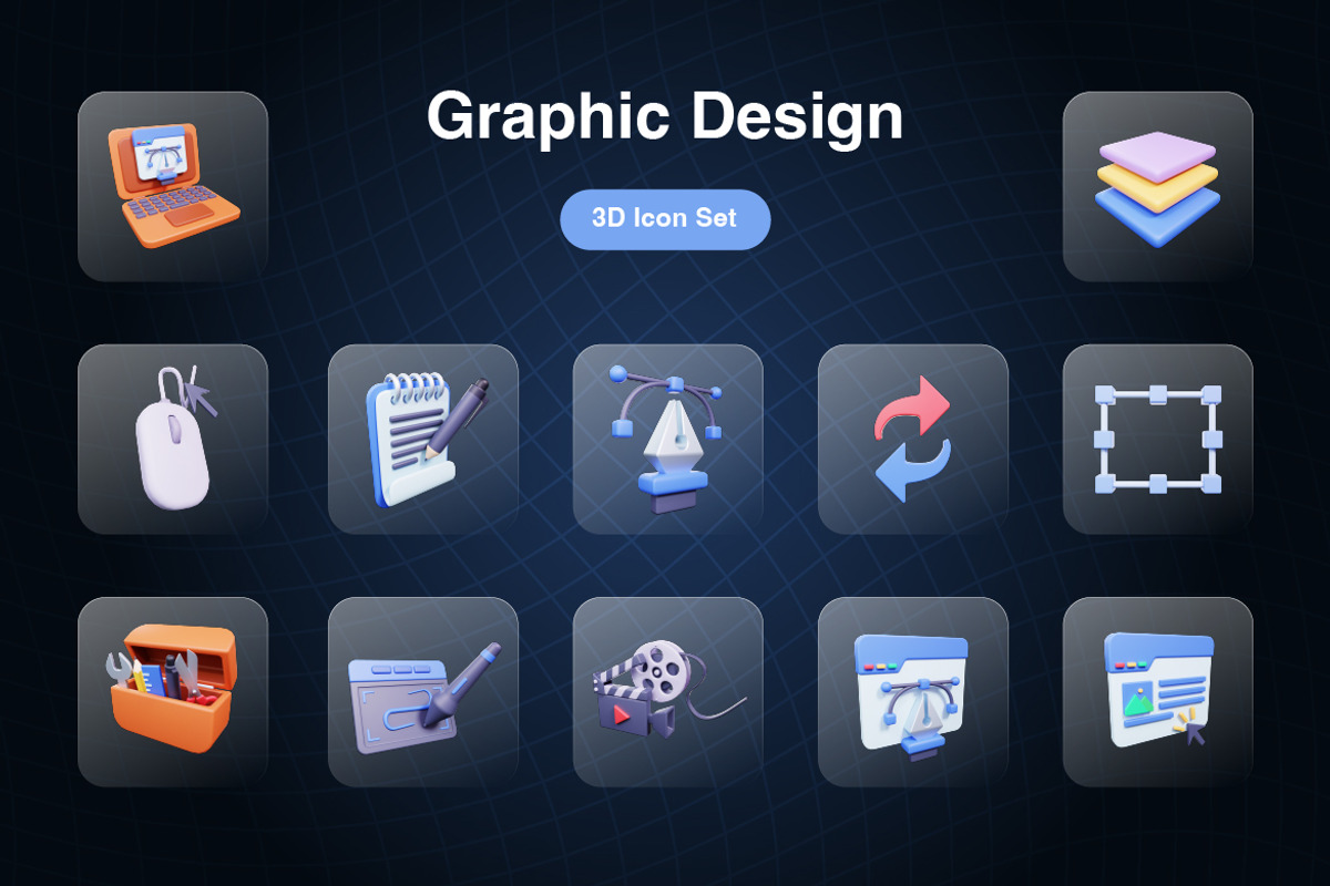 Graphic Design 3D Icons Set, an Object 3D Model by Kmg Design (Photo 2 of 3)