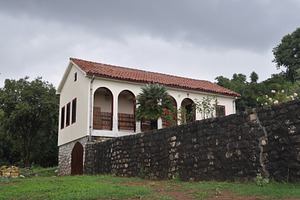 Old beautiful rural house stone wall