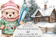 Whimsy Christmas Ski Lodge Clipart, a Seasonal Illustration by Design Market (Thumbnail 1 of 5)