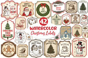 Vintage Christmas Labels Sublimation, an Illustration by Dream Creation