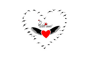 Heart with birds. Happy Valentine's, an Animal Illustration by Nenahliadava Design