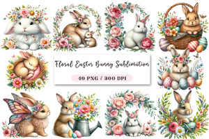 Floral Easter Bunny Sublimation Bund, an Illustration by DreamArtGraphic