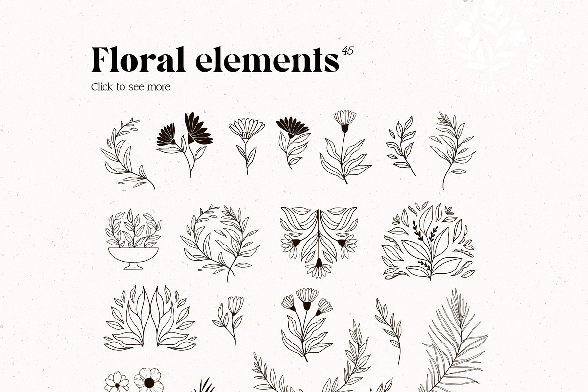Line floral logo kit. Organic labels, a Branding & Logo Template by Kate Macate (Photo 10 of 13)