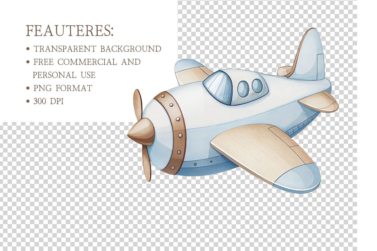 Air Transport Watercolor Clipart Set, an Illustration by MockupWizard (Photo 4 of 5)