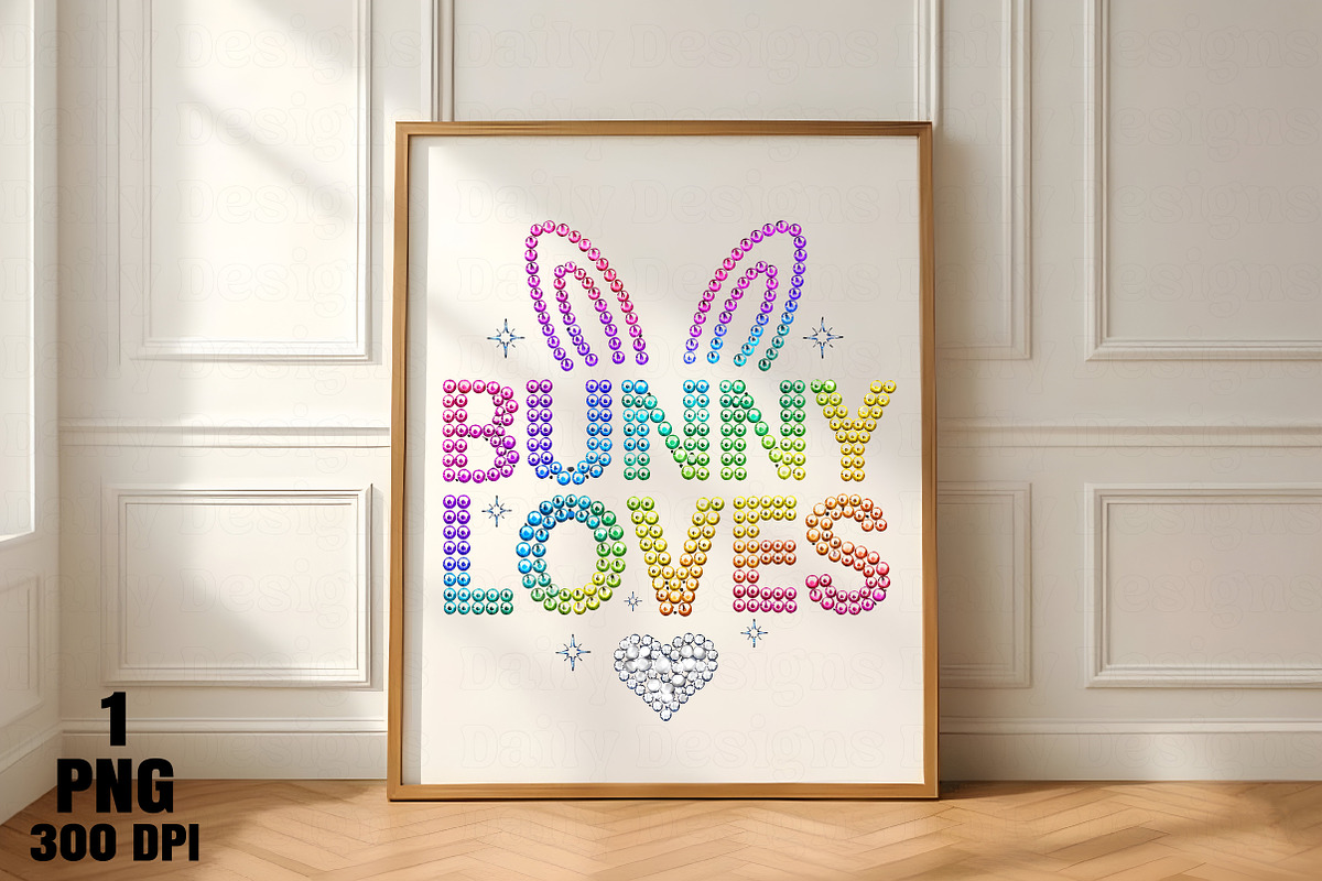 Rhinestone Bunny Love PNG, an Illustration by Daily.Designs (Photo 4 of 5)