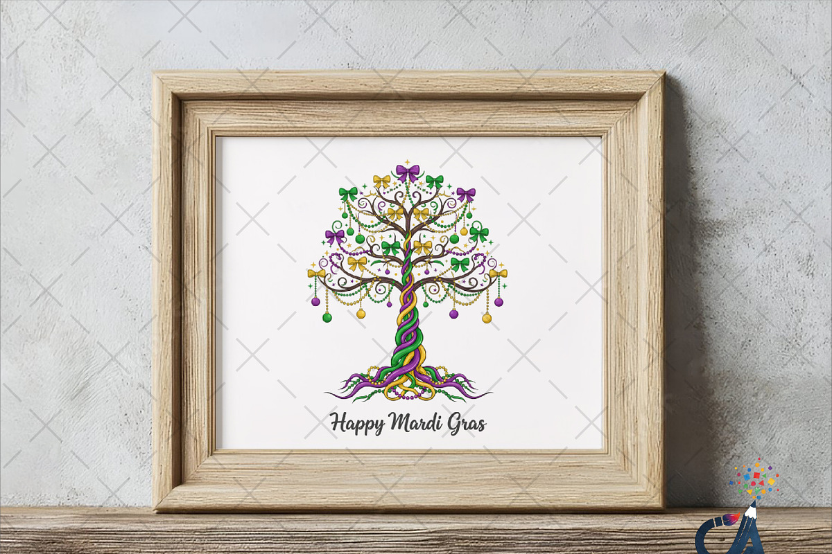 Watercolor Mardi Gras Bead Tree, an Illustration by Creative Art (Photo 5 of 6)