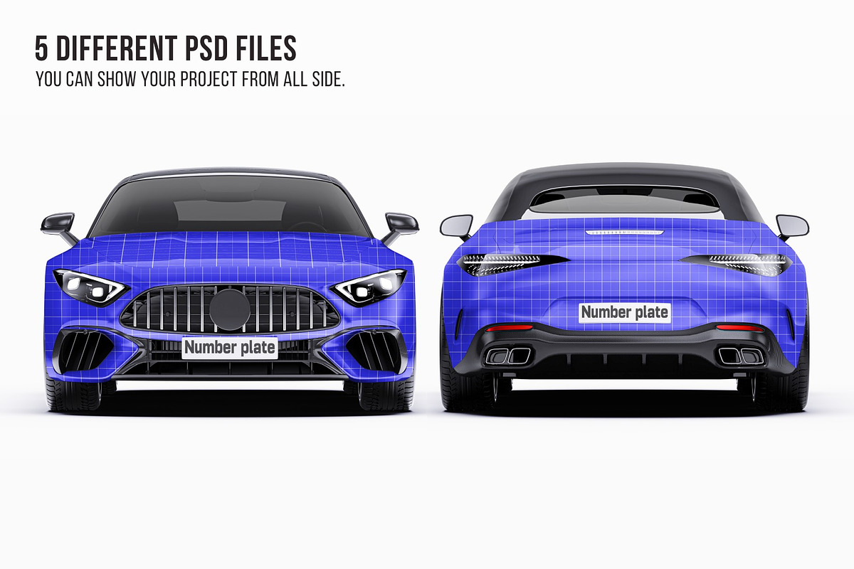 Luxury V8 Sport Convertible Set, an Advertising Mockup by Halal Graphic Studio (Photo 8 of 12)