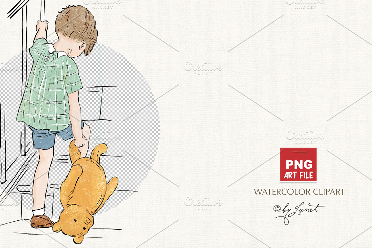 Classic Winnie The Pooh clipart, an Animal Illustration by helloPAPER (Photo 3 of 6)