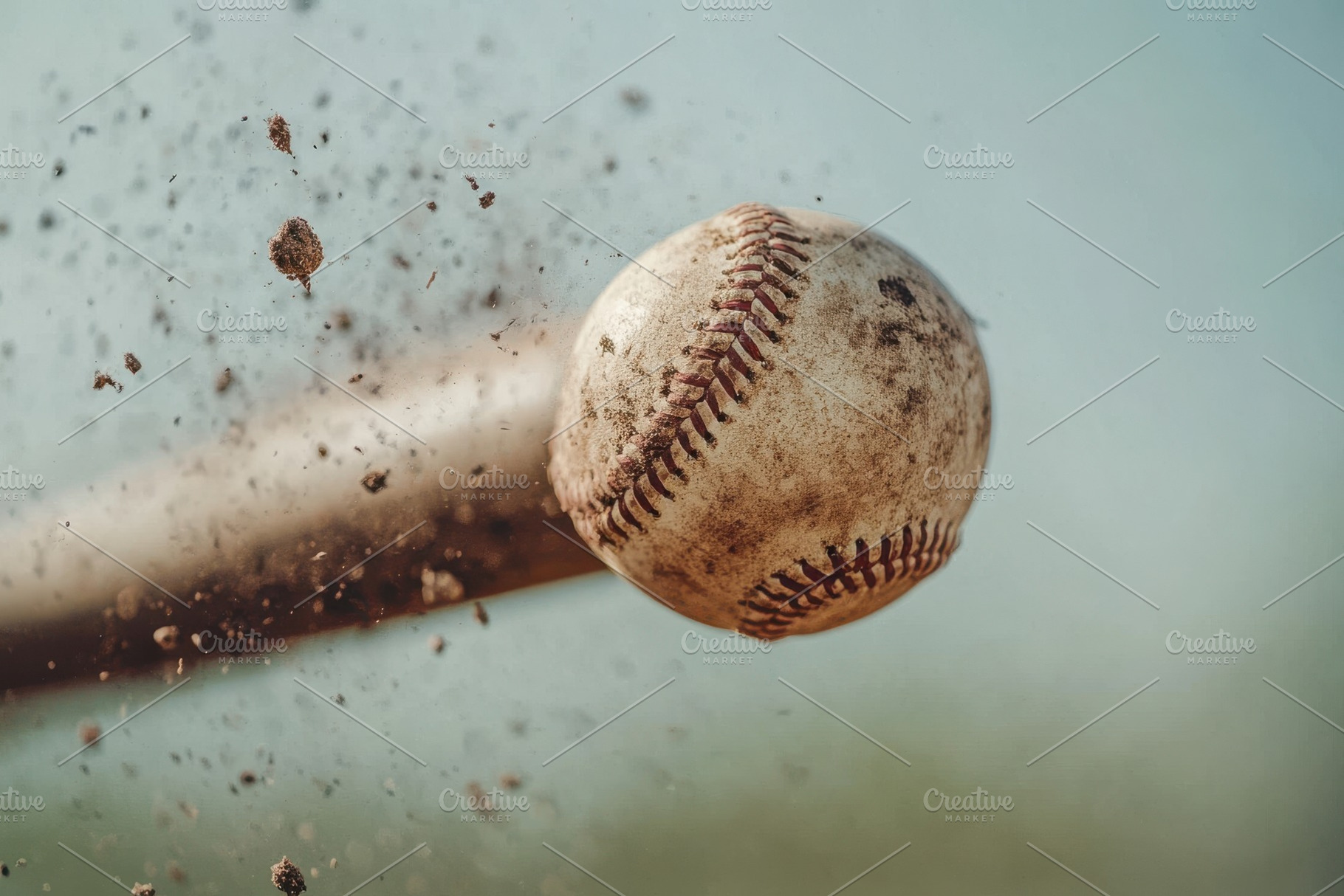 Dusty Baseball Bat Hitting Ball Acti, a Sports & Recreation Photo by Pixeness Studio