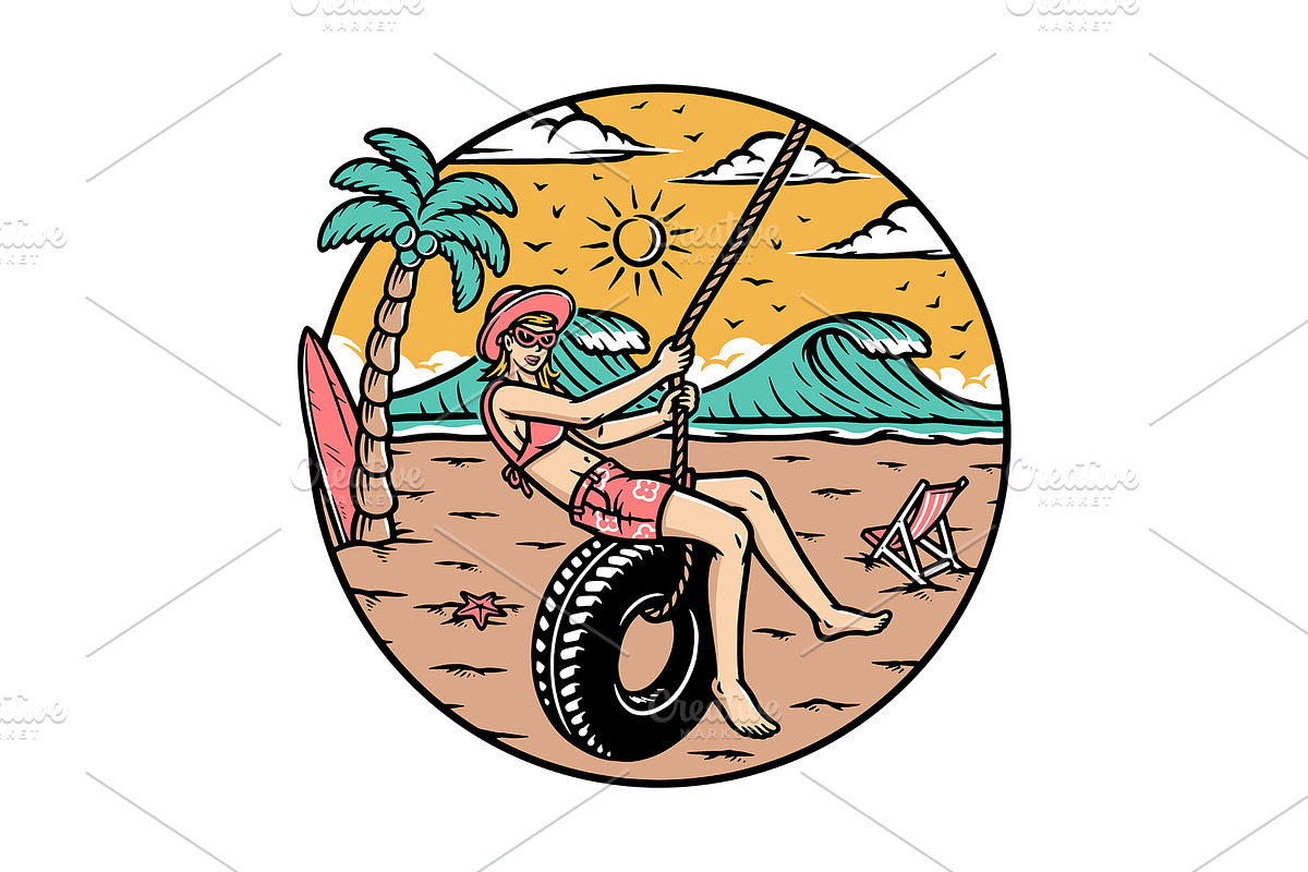 Women having fun on the beach, a Person Illustration by gunaonedesign (Photo 1 of 5)