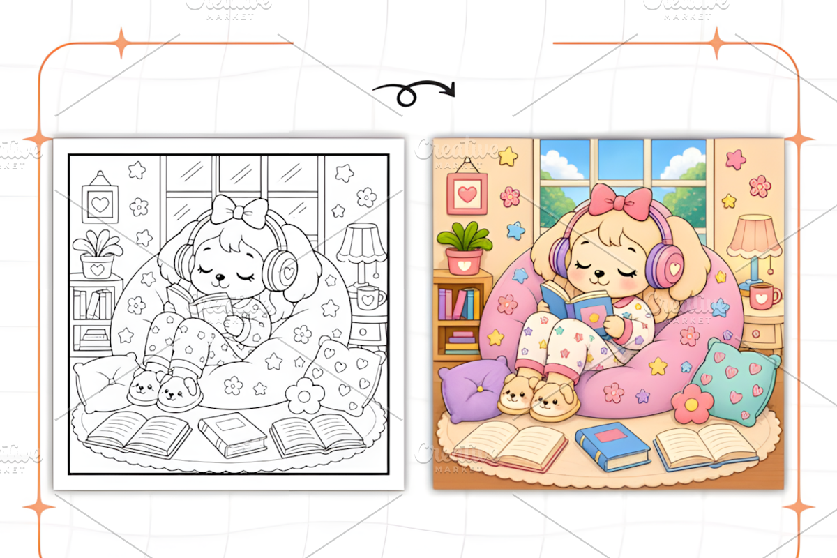 Cozy Introvert Girl Coloring Book, a Person Illustration by Design Station (Photo 3 of 7)