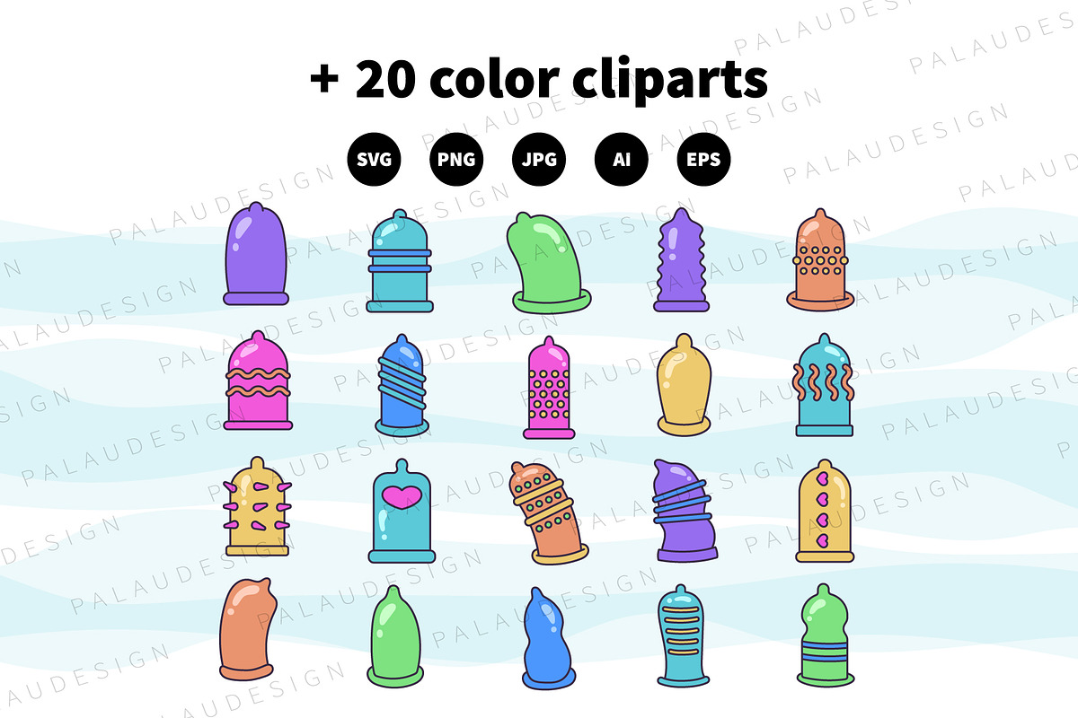 Condoms Multicolored Protection Art, an Object Illustration by Palau (Photo 3 of 11)