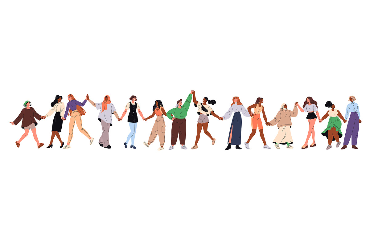 Diverse happy women group, a Person Illustration by PaperTrident (Photo 1 of 5)