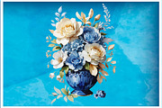 watercolor blue floral arrangement, a Seasonal Illustration by Craft Nest (Thumbnail 4 of 5)