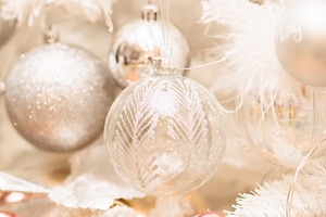 White Christmas Baubles Glitter