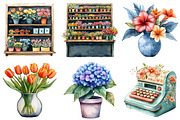 Watercolor Flowers Shop Clipart, an Illustration by Craft Nest (Thumbnail 6 of 7)