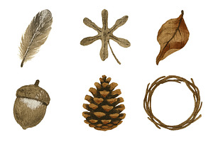 Watercolor autumn elements including, an Illustration by Dvoevnore photos