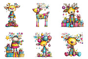Whimsical Christmas Reindeer Clipart, an Illustration by designcity5 (Thumbnail 3 of 5)