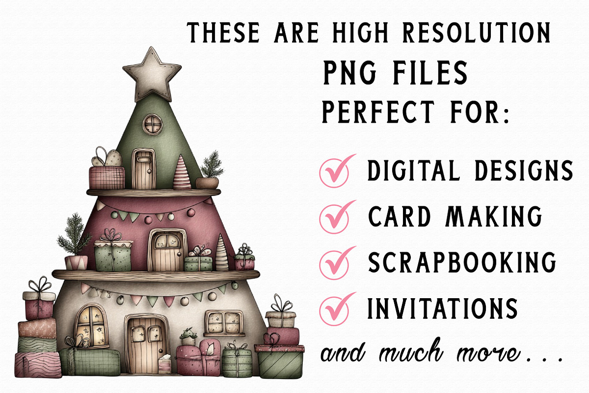 Whimsical Christmas House Clipart, an Illustration by Libby Wishes (Photo 7 of 7)
