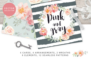 Pink And Gray Floral Collection