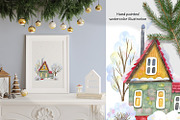 Snowmen Village Watercolor Clipart, an Illustration by Anna Druzhkova (Thumbnail 19 of 20)