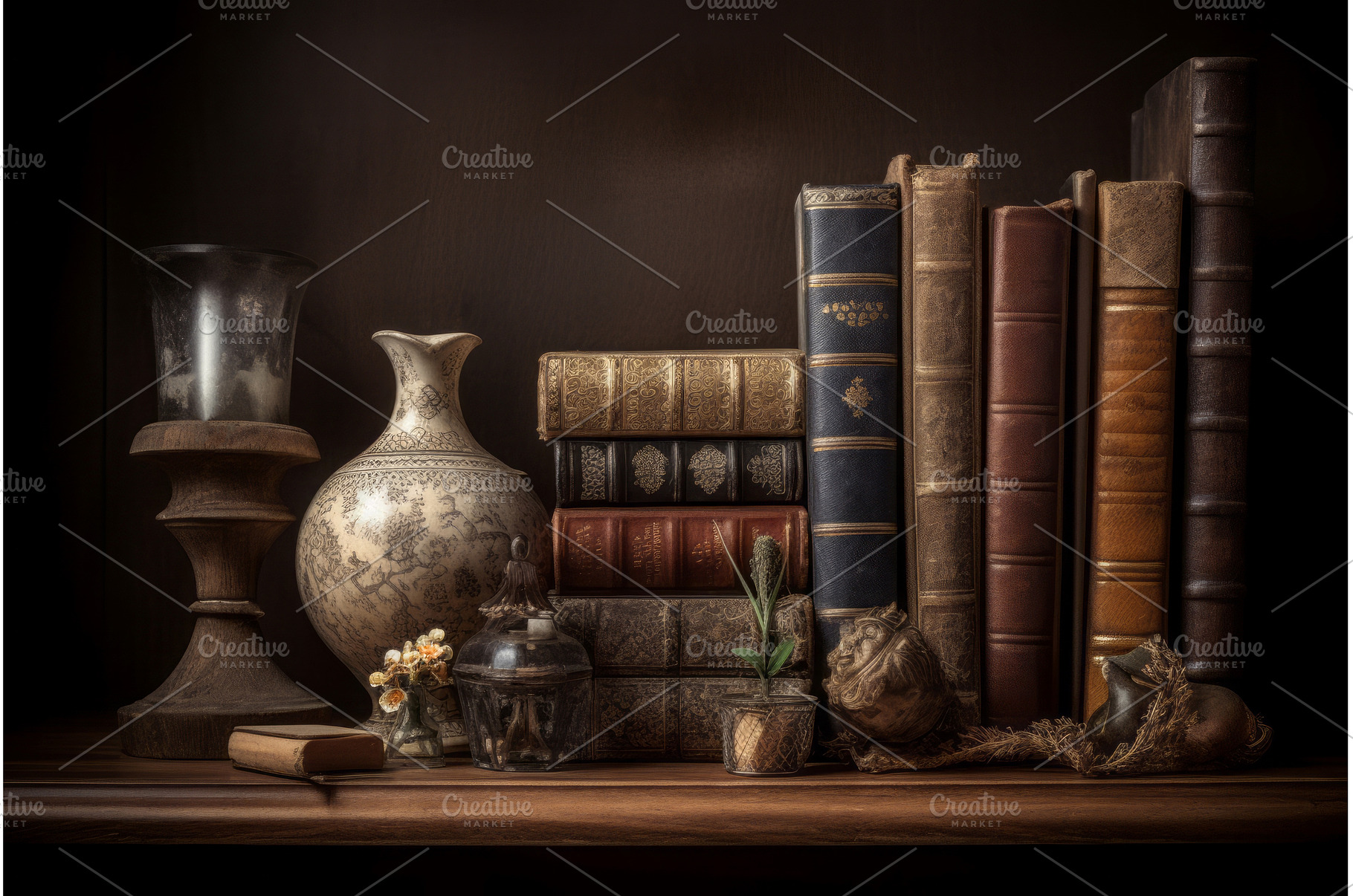 Antique bookshelf background old, a School & Education Photo by Ylivdesign