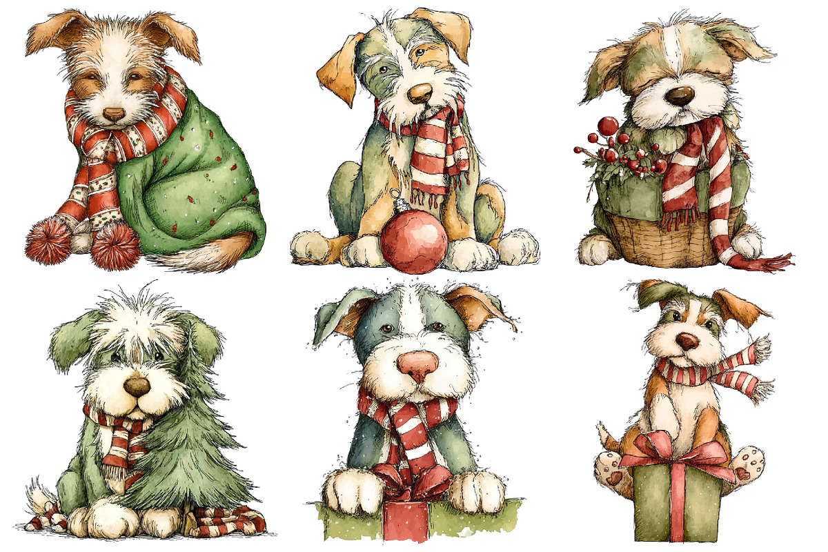 Christmas Dog Clipart, an Illustration by Pixels.Craft (Photo 6 of 6)