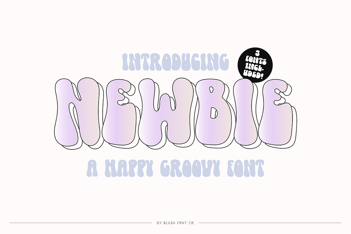 NEWBIE a Cute Groovy Retro Font, a Sans Serif Font by Blush Font Co. (Photo 1 of 5)