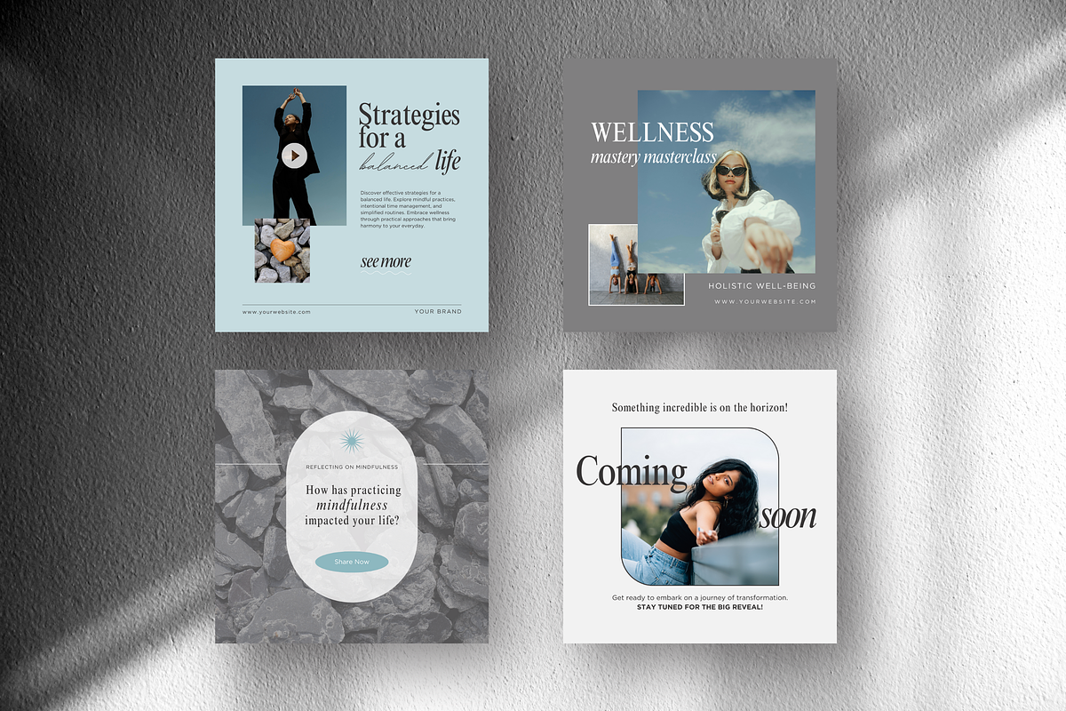 Wellness Instagram Post Templates, a Social Media Template by DigiPax (Photo 4 of 10)