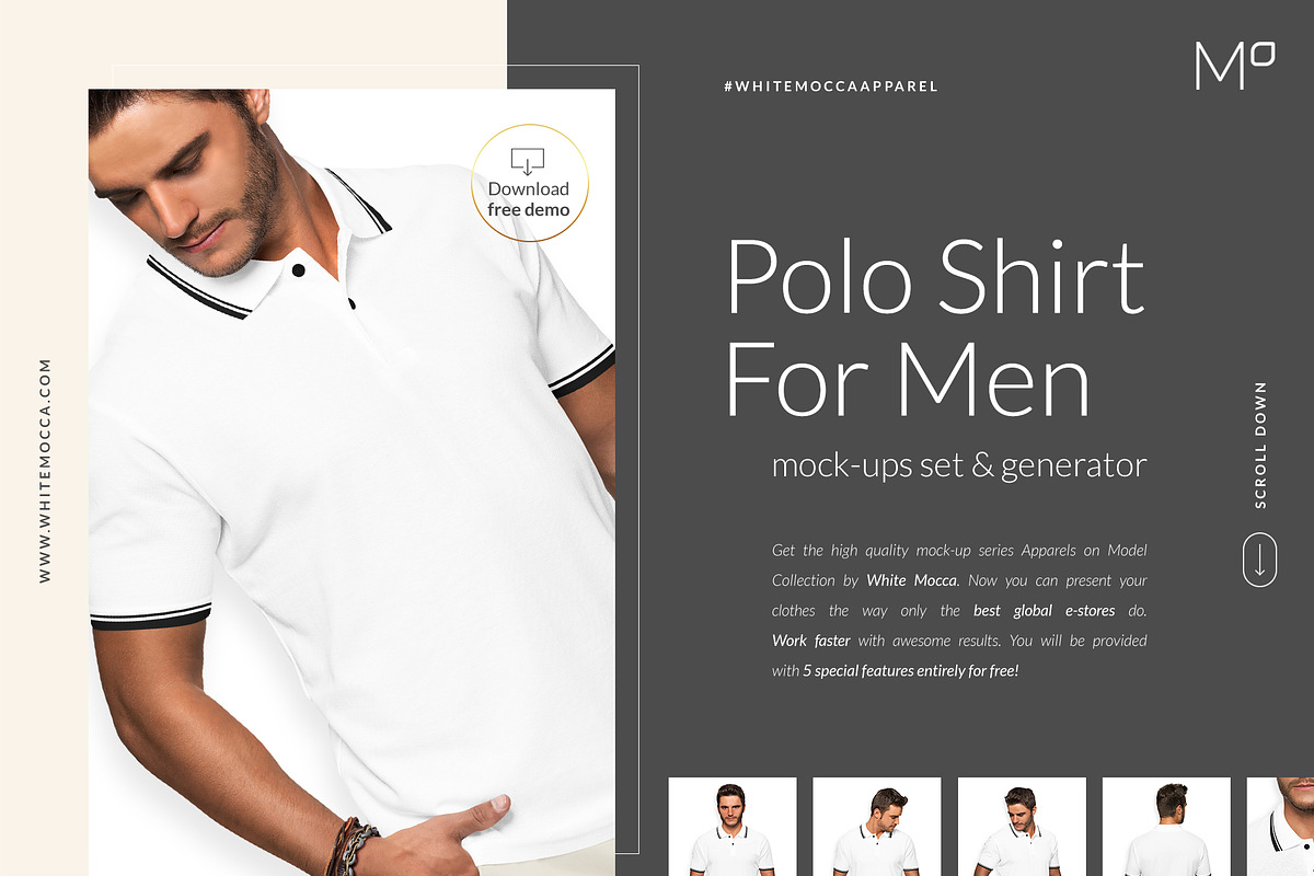 Men Polo Shirt Mockups Set FREE DEMO, a Books & Magazine Mockup by Apparel_Mockups (Photo 1 of 25)