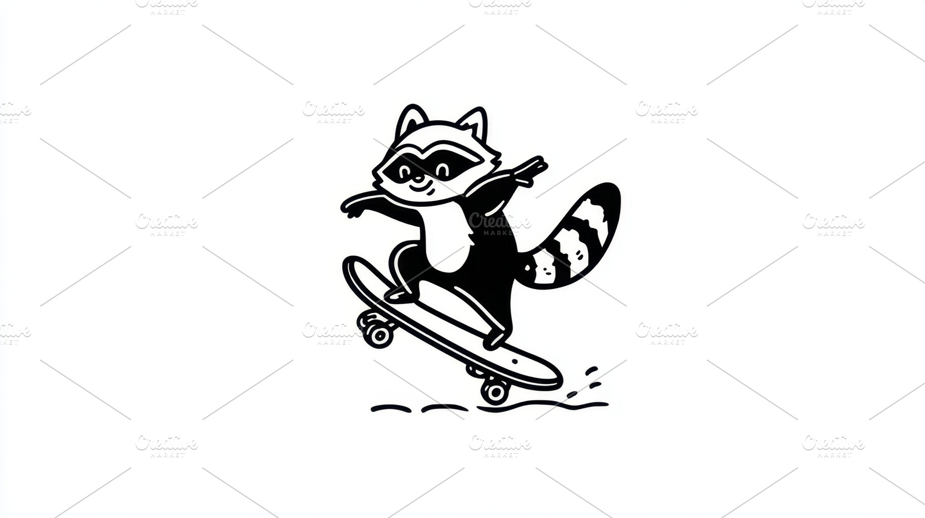 Raccoon rides skateboard in a park, a Photo by Beautiful things