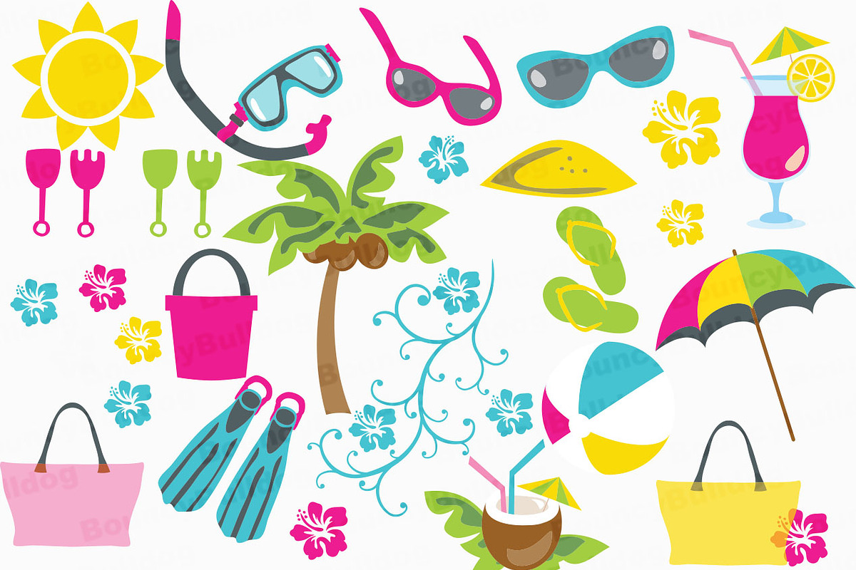 Tropical beach clipart, a Graphic by BouncyBulldog (Photo 1 of 2)