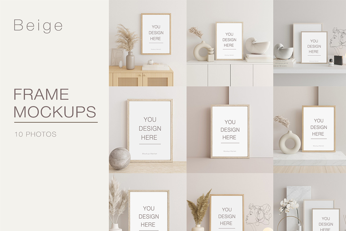 Frame Mockup Kit Beige, a Product Mockup by MockupsMarket (Photo 7 of 9)