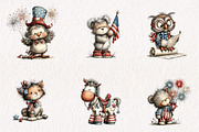 Whimsical Patriotic Animals Clipart, an Animal Illustration by CreationArt (Thumbnail 4 of 7)