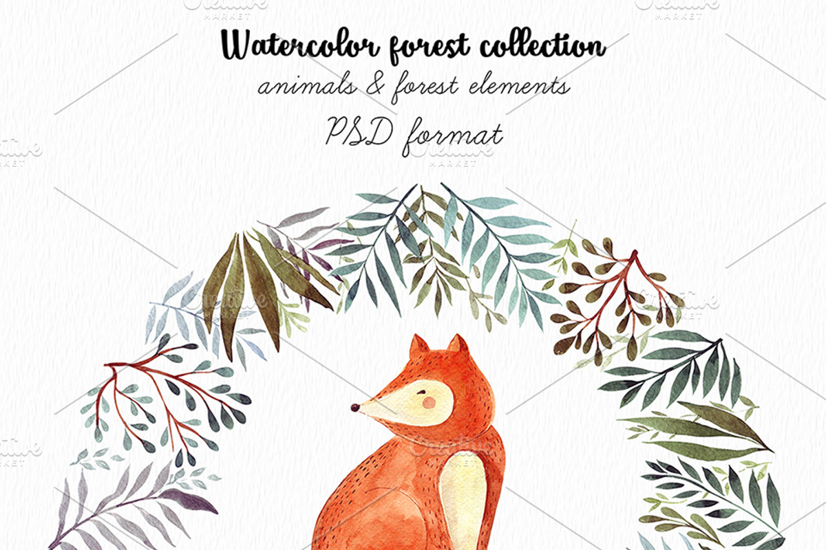 Watercolor autumn collection, an Animal Illustration by MoleskoStudio (Photo 5 of 10)