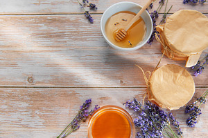 Honey and lavender creating natural organic sweet aromas, a Food & Drink Photo by Olena Rudo