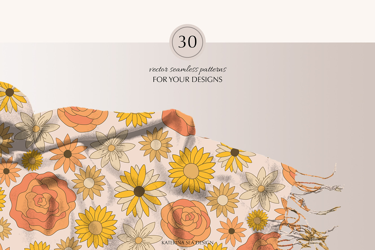 Summer flowers vector patterns, a Pattern Graphic by Katerina.Sea.Design (Photo 3 of 10)