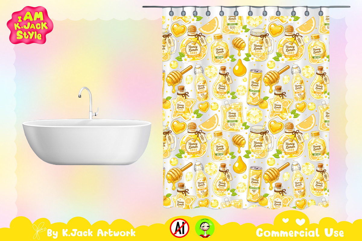 Cute Honey Lemon Soda Seamless, a Background Graphic by K.JackArtwork (Photo 7 of 8)