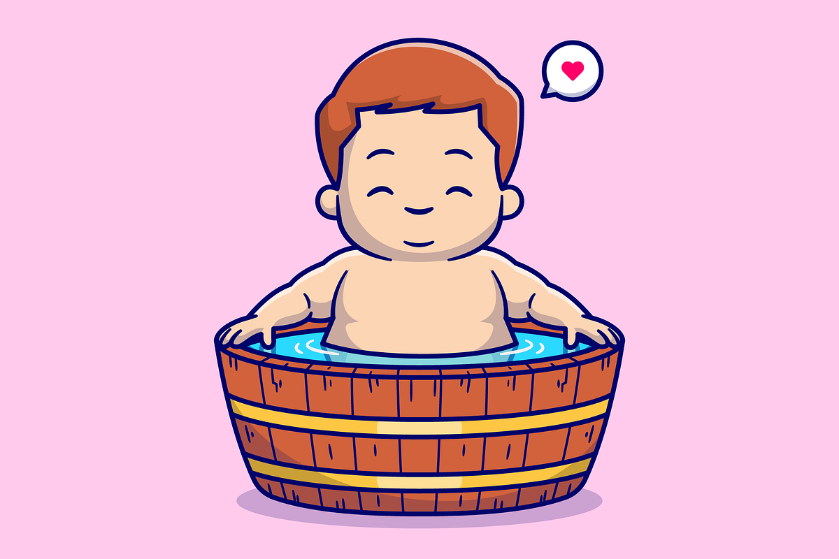 Cute Man Bathing in Bathtub Cartoon, a Person Illustration by Catalyst Labs (Photo 3 of 3)