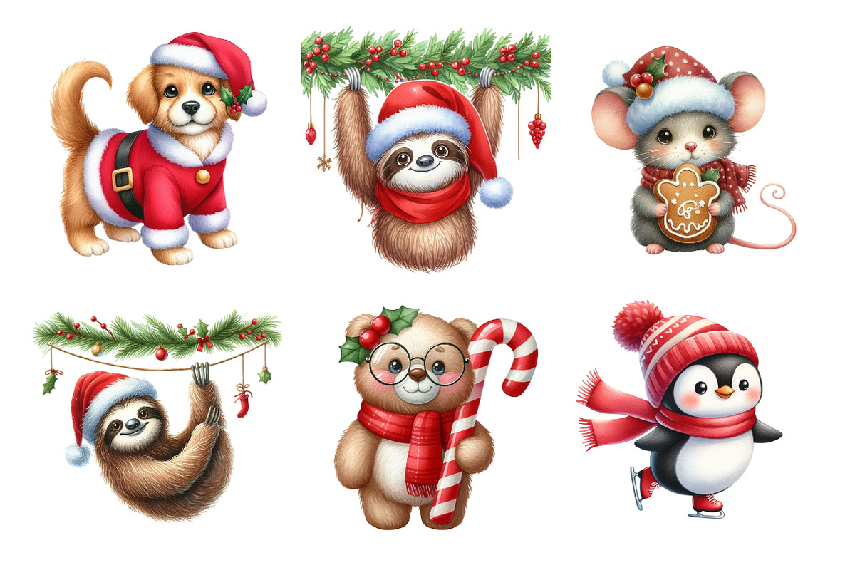 Christmas Animals Clipart, an Illustration by Design Market (Photo 2 of 5)