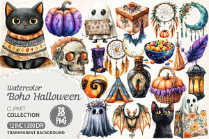 Boho Halloween Trick or Treat Bundle, an Illustration by Dream Creation