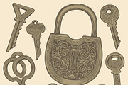 Design set Keys. Vector engraving, a Decorative Illustration by Vector Engraving (Thumbnail 2 of 4)