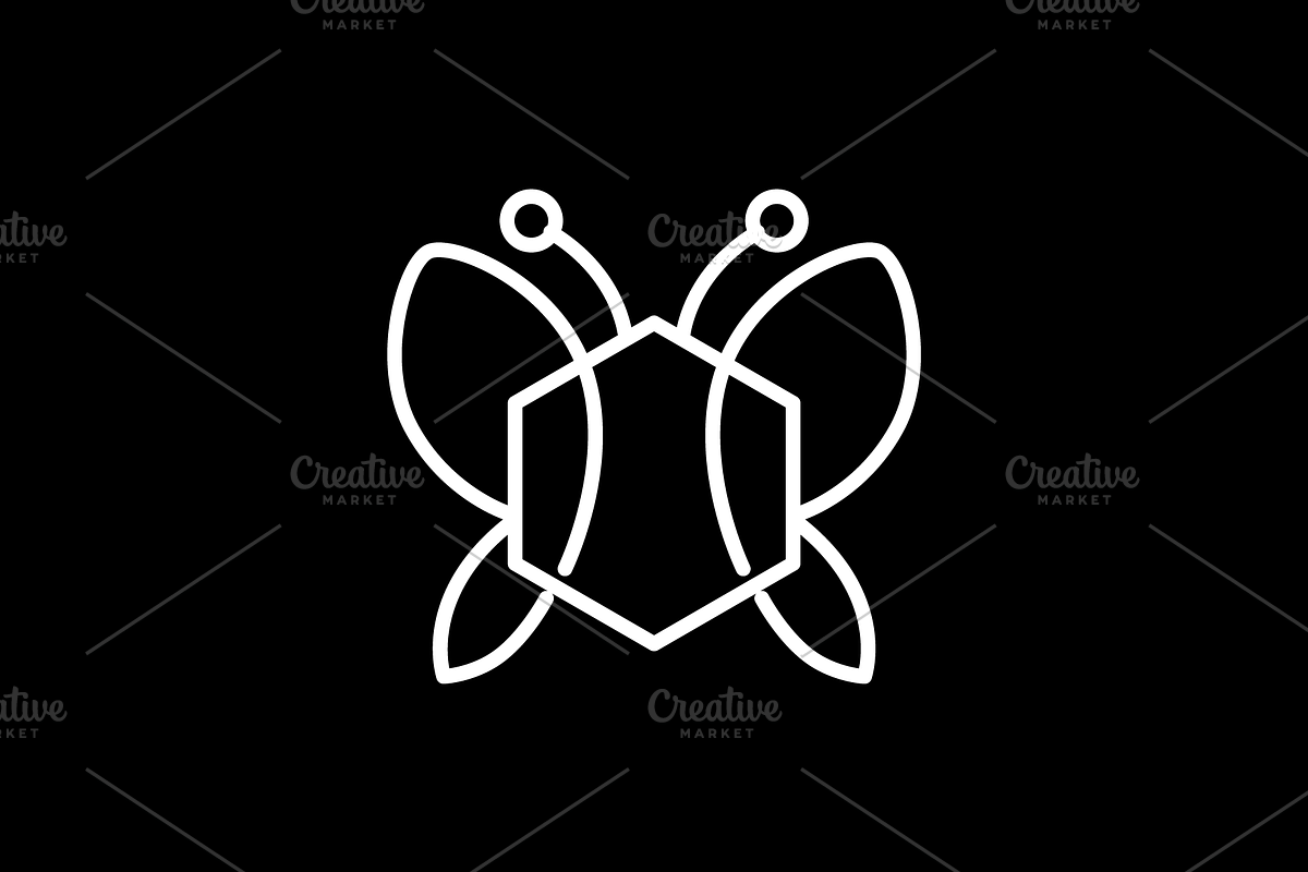 minimalist hexagon butterfly logo, a Branding & Logo Template by devastd