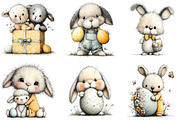 Fluffy Bunny Lamb Easter Clipart, an Illustration by Sublimation Artist (Thumbnail 5 of 7)