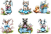 Blue Pink Gingham Spring Clipart, an Illustration by Designking (Thumbnail 3 of 5)