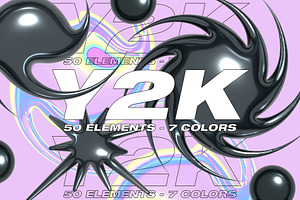 Y2K PNG Elements - 7 Color Versions