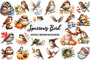 Autumn Sparrows Bird Clipart, an Illustration by Daily.Designs (Thumbnail 1 of 5)