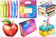 Watercolor Retro Back to School PNG, a Seasonal Illustration by Canvas Craft (Thumbnail 3 of 4)